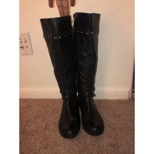 Black Studded Leather Boots